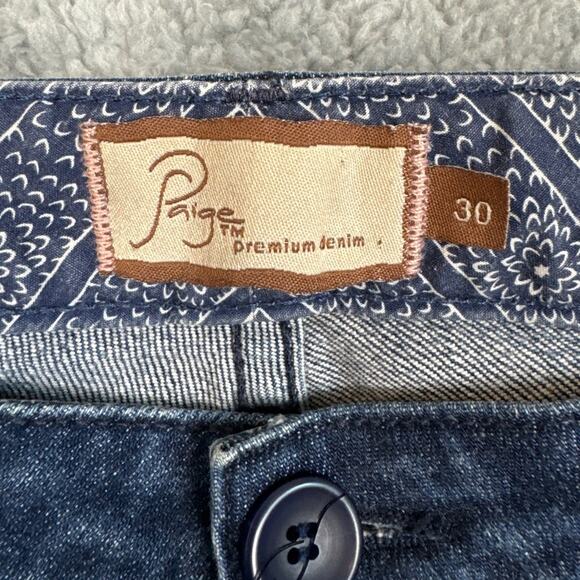 Y2K Paige Denim Jeans Low Rise Flare Leg Raw Button Fly Hem Size 30 Retro - Picture 8 of 10